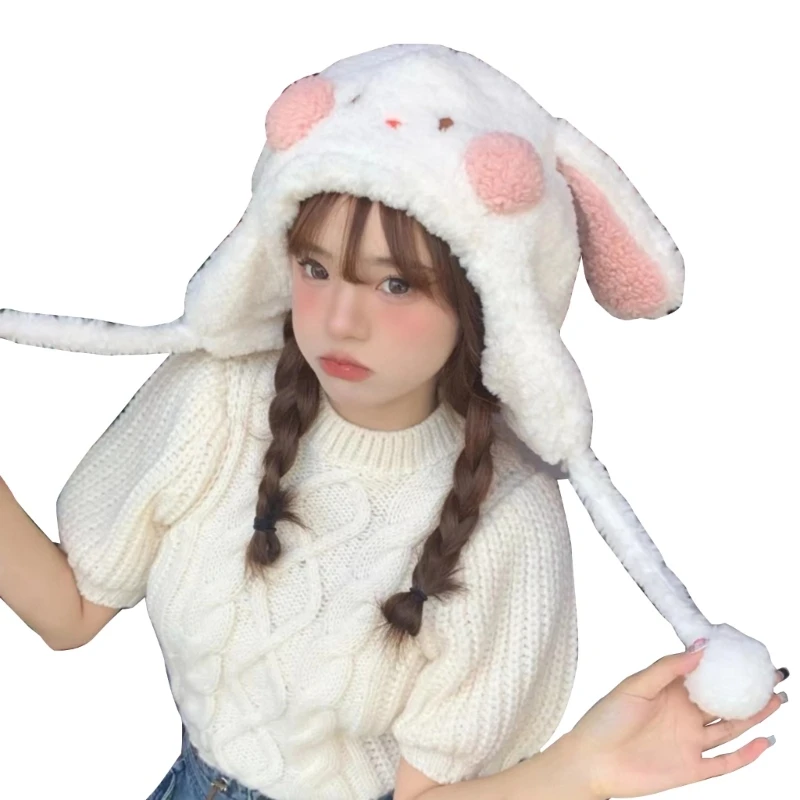 

Oversized Furry Hat for Girls Winter Camping Hat Rabbit Birthday Gifts