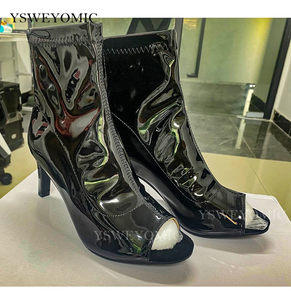 Dance Heels Sexy Stilettos Salsa Jazz Booties Thin High Heels Comfort Peep Toe Boot Indoor Suede Sole Customizable Big Size 44 6