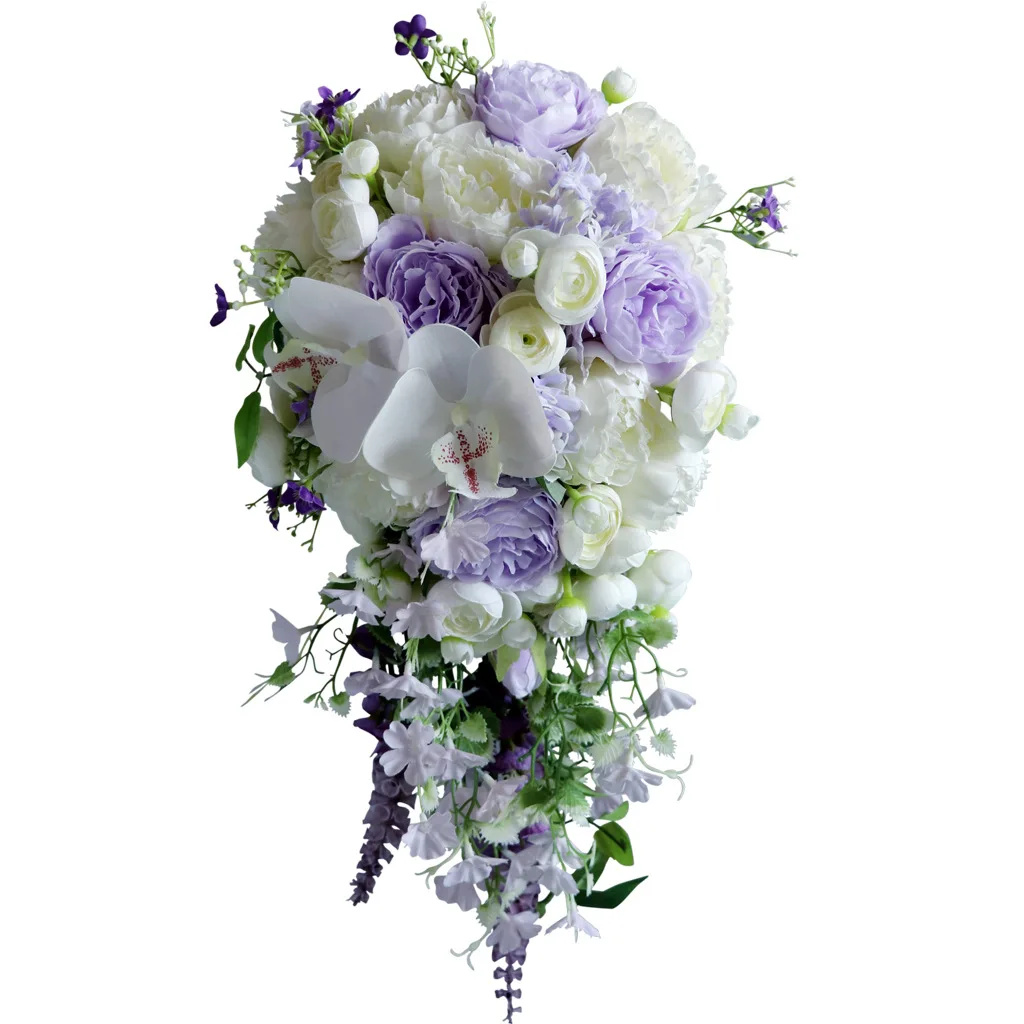 Vintage Artificial White and Lilac Wedding Bouquets Bridesmaid Carla Lily Church Home Decor Gifts Bride ramo de quincea&ntilde;era