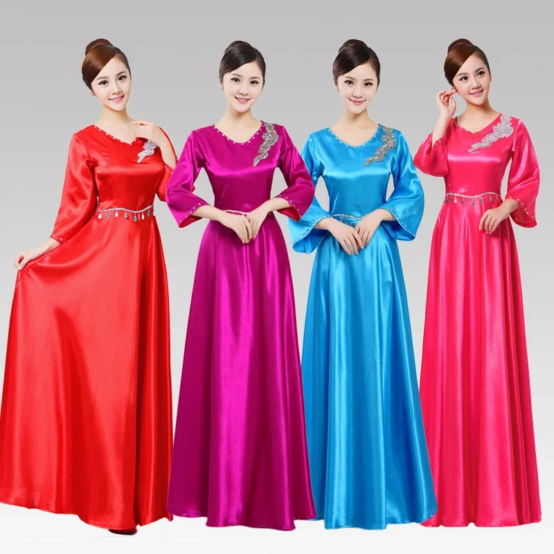 

Sequins new autumn and winter banquet elegant fashion host choral classic female long banquet dress Chorus Dress