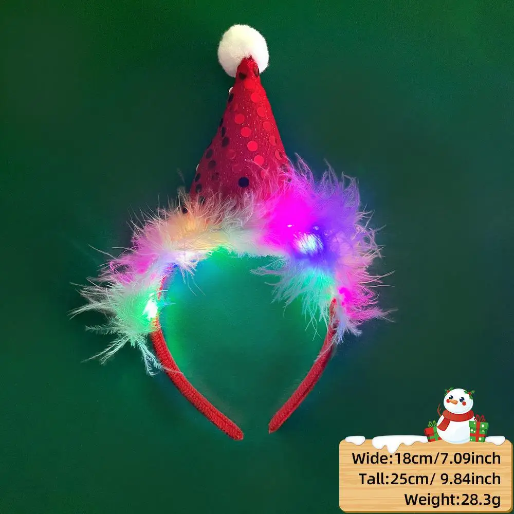 Description Picture 2 of item2025 Led Christmas Antler Headband Reindeer Light Up Headband Hair Hoop Children Party Costume Decoration