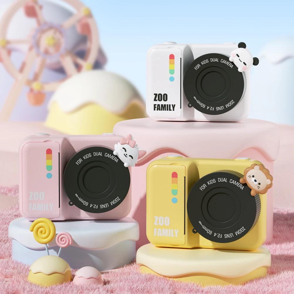 어린이 비디오 카메라, 즉석 인쇄 카메라, 1080P 카메라, 3 롤 인화지, 3 인치 IPS 스크린, 소년 소녀 선물, 48MP