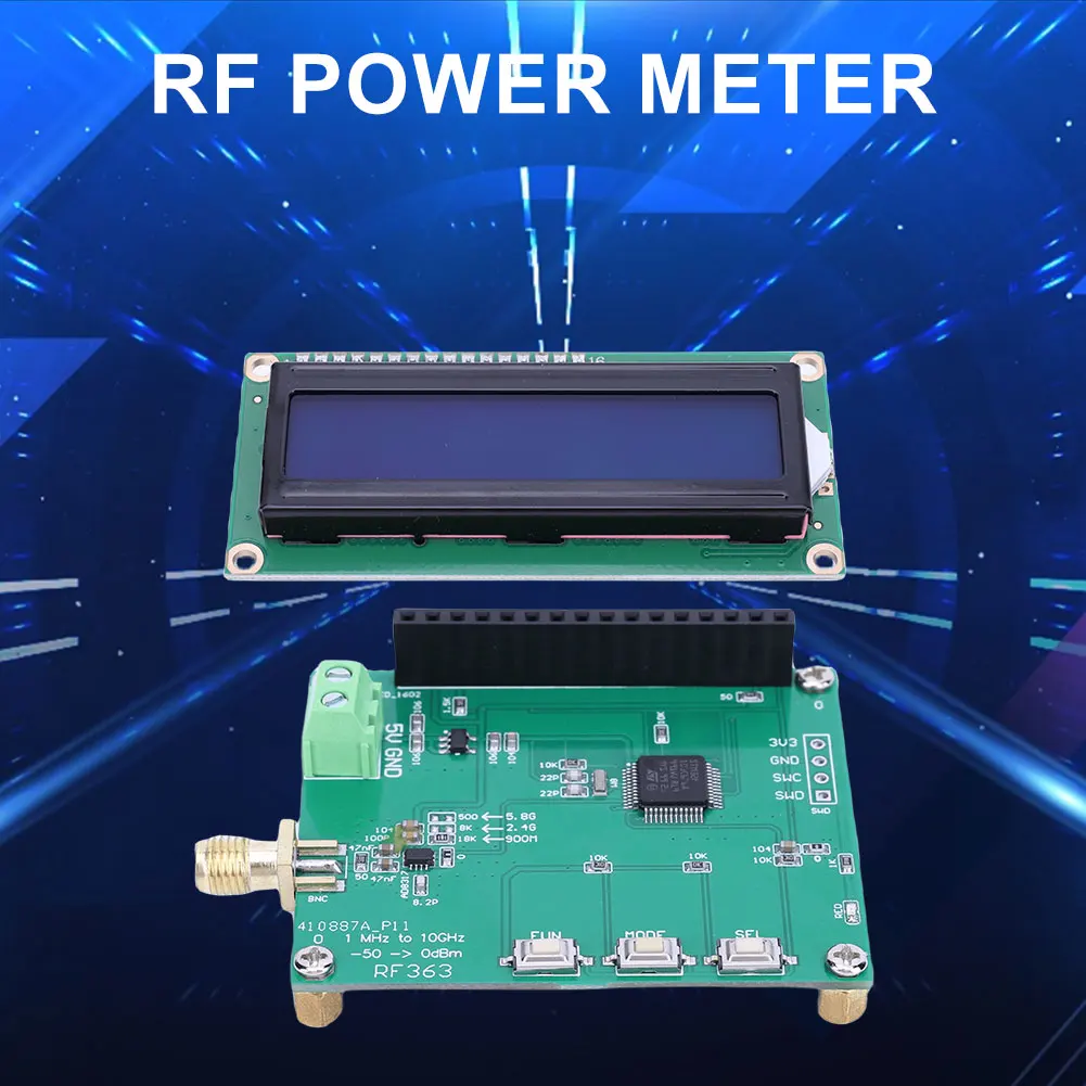 

Интеллектуальный цифровой измеритель мощности RF от 1 МГц до 10 ГГц от-50 до 0 дБм, плата измерения мощности, устанавливаемое значение затухания мощности для DIY