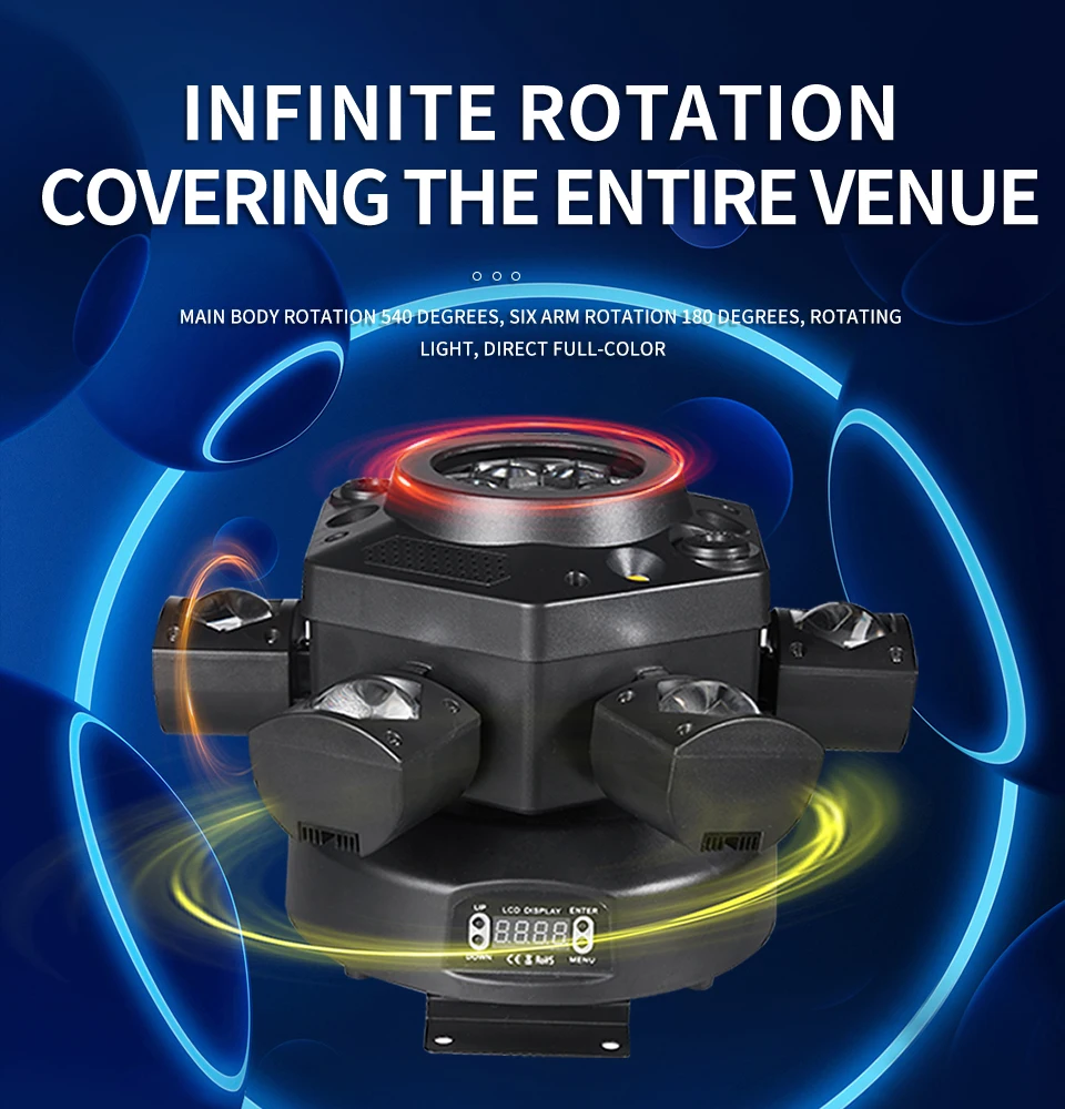 RGBW 6 Head Moving Head Pattern Beam Light 120W Six Arm DMX 6x10W DJ Bar Strobe