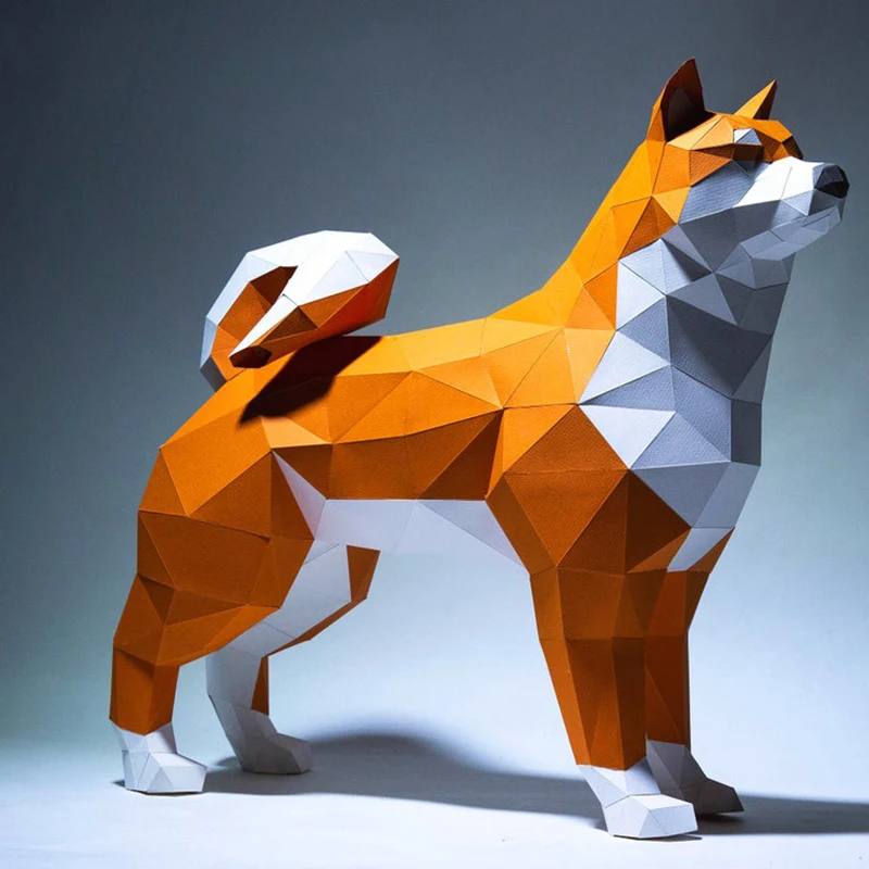 

Бумажная 3D модель ручной работы 48 см, Шиба-ину, сделай сам, бумажная поделка, домашний декор, настольное украшение, пазлы, образовательные искусственные подарки 1819