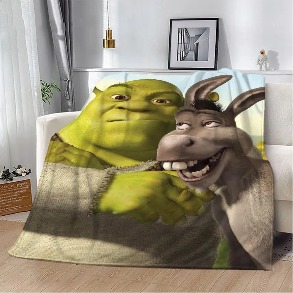 Hand Knitted Blanket Microfiber Blanket Thickened Blanket Flannel Throw Blanket Shreks Anime Blanket King Size Thick Blankets Winter Knitted Plaid Beach Towel Home Interior Microfiber Bedding Bed Throw