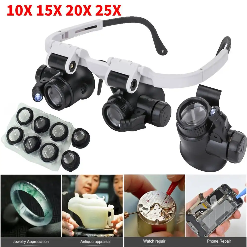 Double Lens Head-mounted Magnifying Head Wearing Glasses Magnifier Eyewear  Loupe Headset Watchmaker Repair Magnifier - Magnifiers - AliExpress