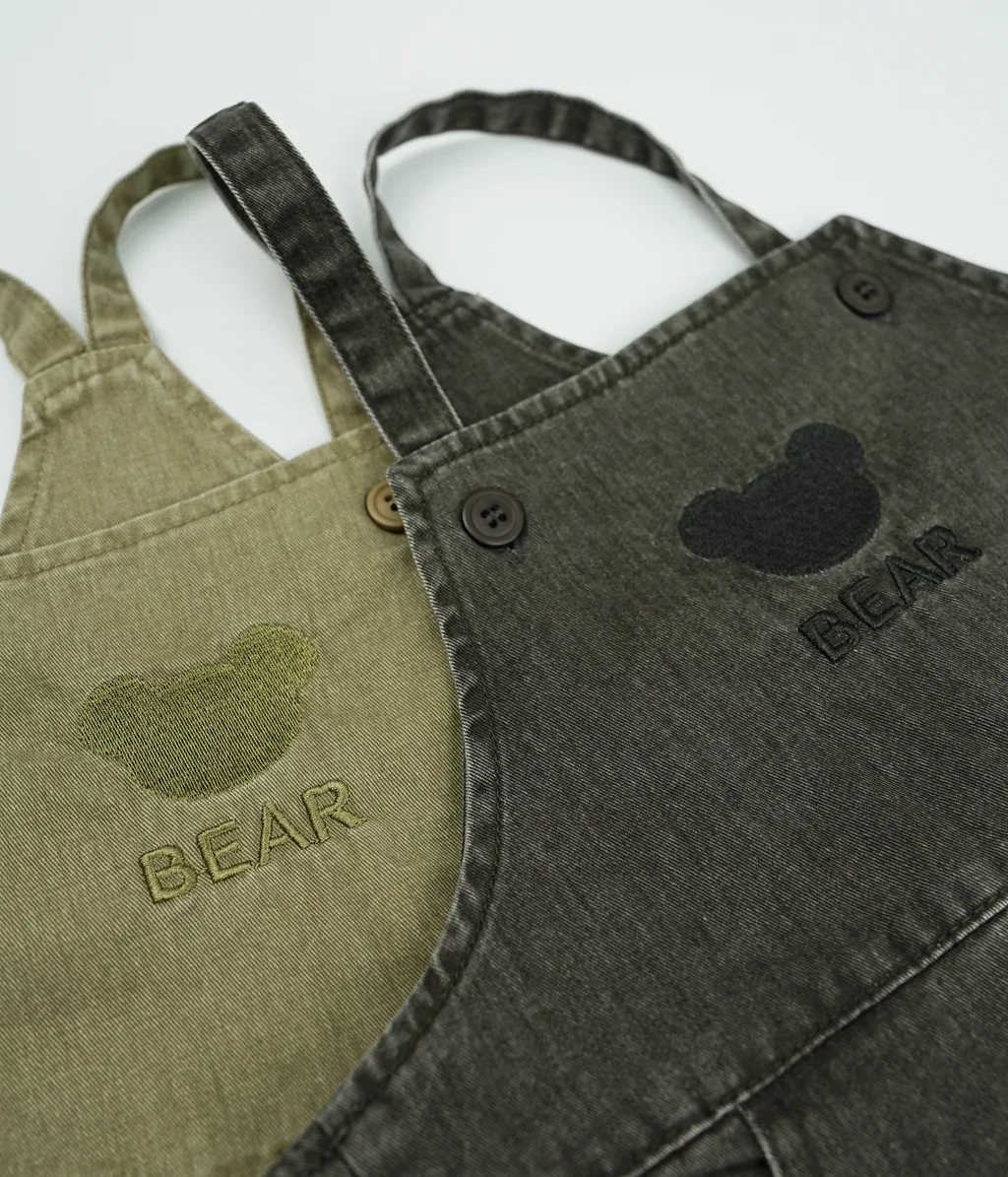 2025 Summer New Cute Bear Embroidery Girls Jeans Overalls Loose Children Sling Pants Kids Boys Denim Strap Shorts Baby Clothes