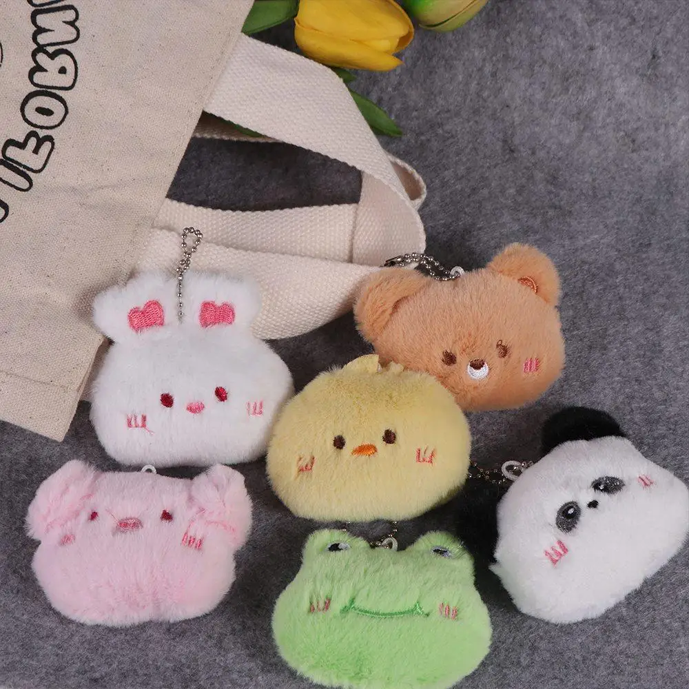 Cartoon Soft Animal Keychain Cute Plush Bear Keyring For Women Rabbit Frog Doll Keychain Backpack Pendant Ornaments Girls Gift