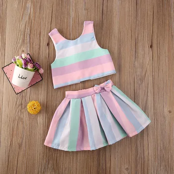 3 Pcs Infant Boy Striped Shirt Set Sleeveless Vest Tops Bow Tie Pleated Shorts Outfits for Summer 1