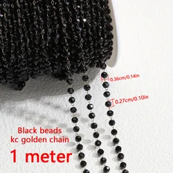Purple Crystal Bead Stainless Steel Chain for DIY Jewelry and Necklace Crafting - 1 Meter (Pink)