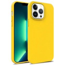 Eco-Friendly Shockproof Matte Wheat Straw Silicone Phone Case - iPhone 14 (Yellow)