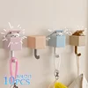 1-10PCS Cute Wall Hooks Key Holder Door Hanging Plastic Self Adhesive Wall Hanger Cartoon Cat Shape Hook For Kids Room Home Deco 1