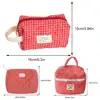 Casual Women Cosmetic Pouch Large Capacity Travel Storage Bag Sweet Plaid Ladies Makeup Bag Cotton Checkered Travel Toiletry Bag 6