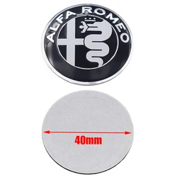 3D Aluminum Steering Wheel Emblem Sticker - Car Interior Accessory - Alfa romeo (Black white)