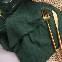 Set of 6 Cotton Gauze Cloth Napkins 30x30cm for Elegant Dining & Decor (6pcs Dark green)