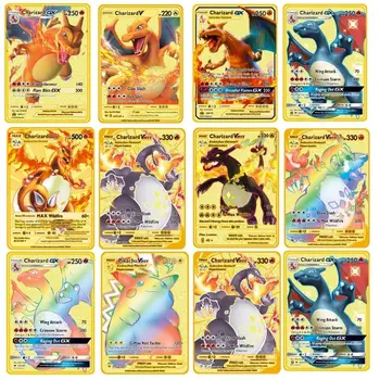 Pokemon Gold Card Metal Card Game Anime Battle Pokemon Gold HP English Kaarten Charizard Pikachu Action Collection Child Toys tanie i dobre opinie TAKARA TOMY CN (pochodzenie) 7-12y 12 + y 18 + Chiny certyfikat (3C) Do jazdy Fantasy i sci-fi