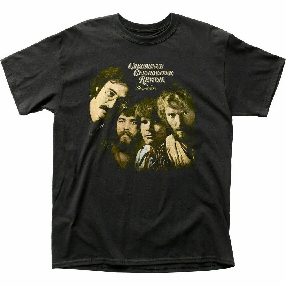 T-Shirt A Pendolo Revival Creedence 596 Da Uomo Con Licenza Rock N Roll Black