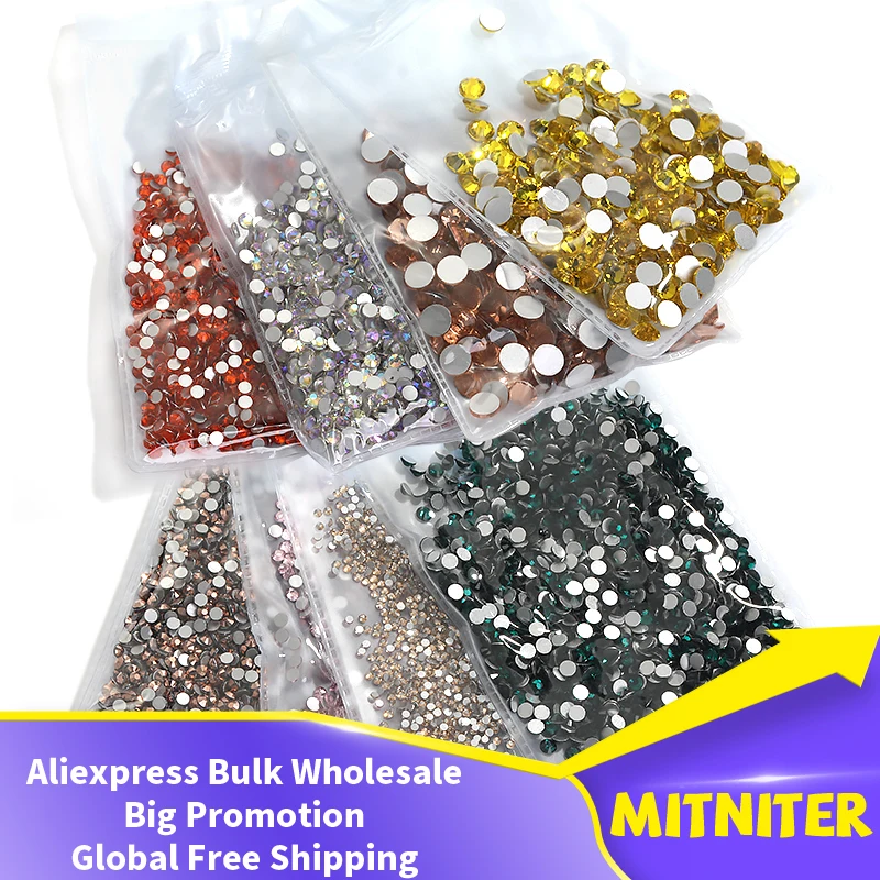 

1440 шт. без горячей фиксации, стразы с плоским основанием, украшения для ногтей, стеклянные наклейки для дизайна ногтей, аксессуары, блестящи...