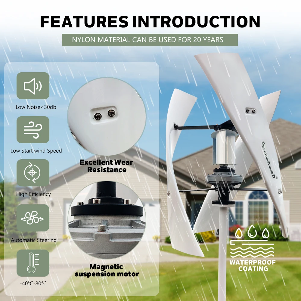 Newly Upgraded 4KW 24V 48V Vertical Axis Maglev Low-Speed Wind Turbine With Free Energy And Low Noise For Household Use 220V
