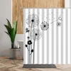 Black And White Shower Curtains Plants Flowers Dandelion Print Fabric Bathroom Decoration Sets Waterproof Home Bathing Curtain 6