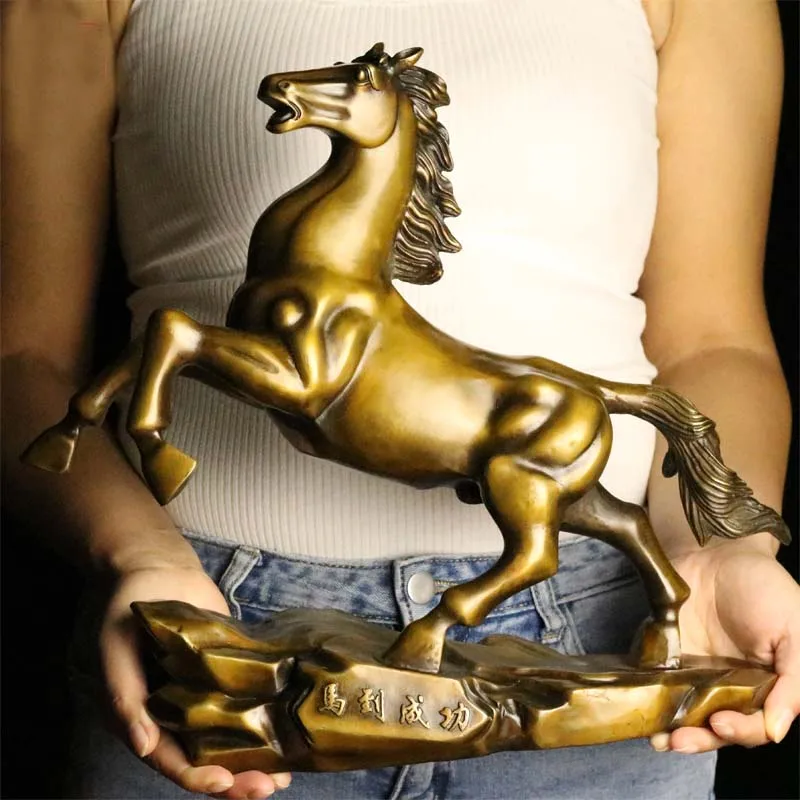 

Large living room Company Decorative ART GOOD LUCK ZHAO CAI fortune Success HORSE BRONZE Statue MA DAO CHENG GONG