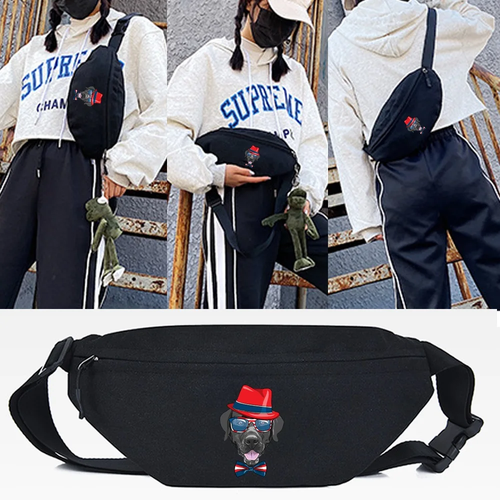 

Waist Bags Women Simple Leisure Fashion Chest Packs Mobile Phone Pouch Men Red Hat Dog Print 2023 Fashion Crossbody Shoulder Bag