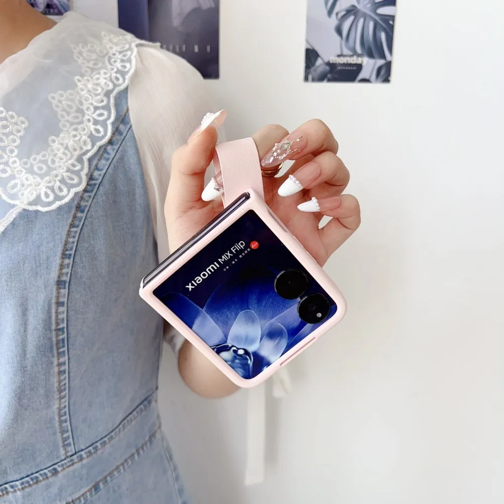Xiaomi MIX Flip Faux Leather Shockproof Case with Strap - Skin-Friendly Folding Hard Back Cover