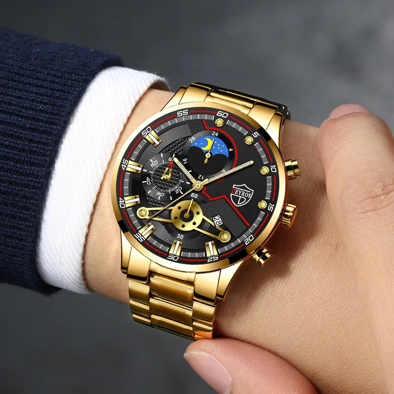 2022 Men Watch Top Luxury Brand Quartz Mens Watches Chronograph Gold Reloj Hombre Sport Wristwatch Man Relogio Masculino