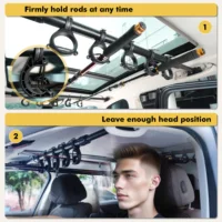 Hikeen Fishing Rod Holder for Car Vehicle Pole Holder Roof Rack 5 Rod Capacity Adjustable 35-59 Inch Carrier Pole Storage 2