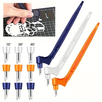 1 taglierina per carta con tre lame rotanti, coltello manuale in acciaio inossidabile per scrapbooking e taglio artistico in vinile