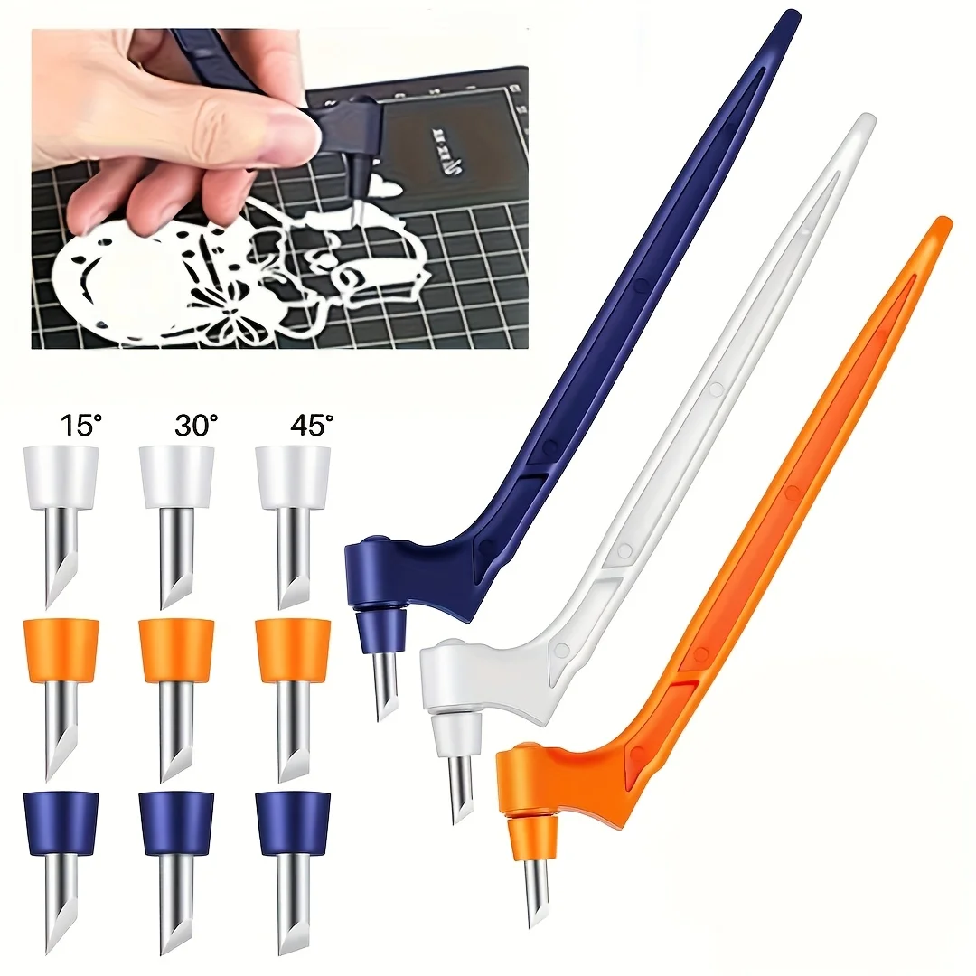 1 paper cutter with three rotating blades, stainless steel hand knife for scrapbooking and vinyl art cutting