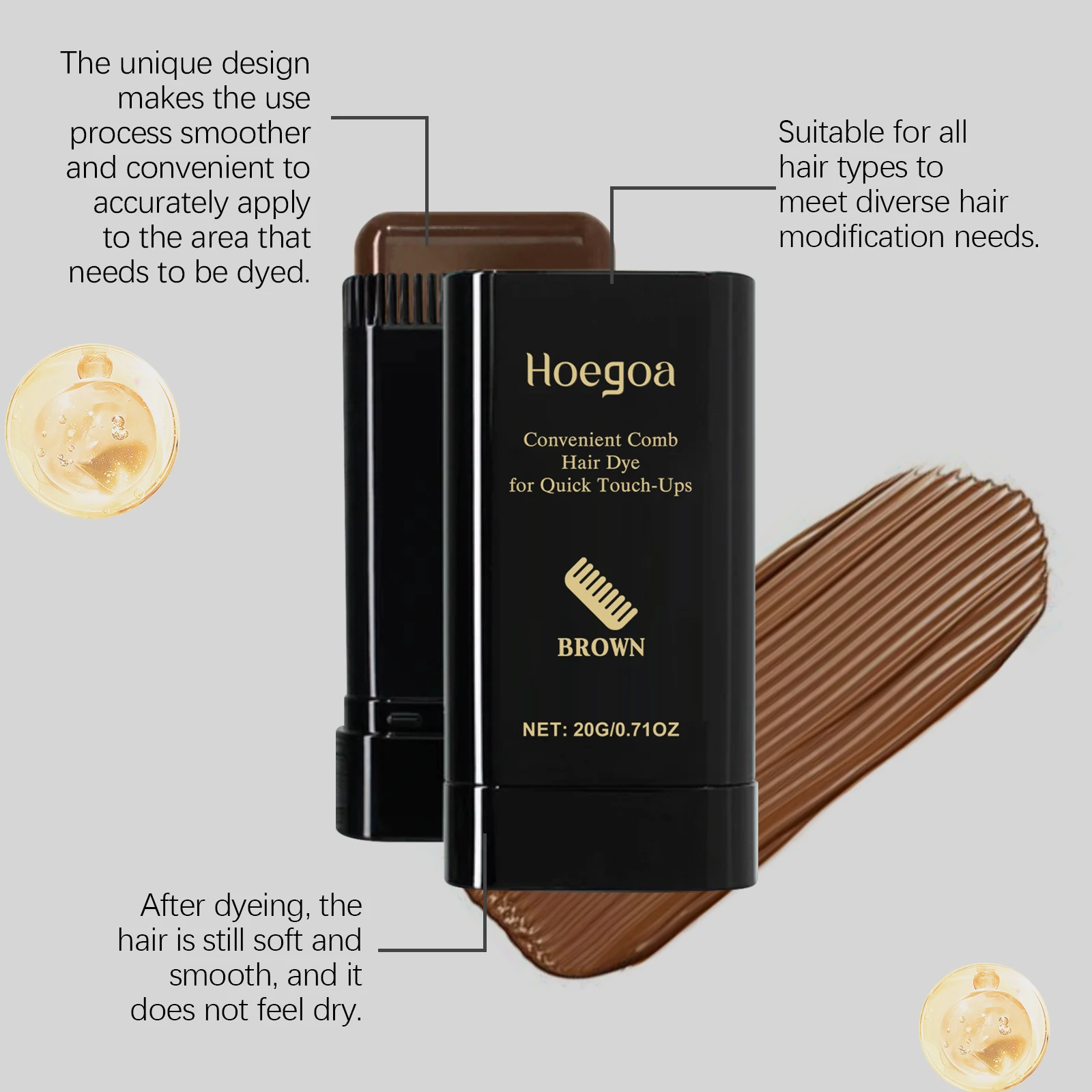 Hair Coloring Stick: Natural & Gentle, Non-Irritating, High-Pigment Temporary Hair Color