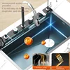 Stainless Steel Kitchen Sink Waterfall Sink Honeycomb Embossed Large Single Slot Home Multifunctional Nano Wash Basin 5