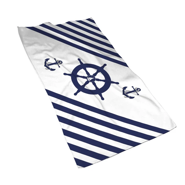 Nordic dark blue sailing series rudder household bathroom towel hotel towel bathroom microfiber towel 40*70 can be customized Nordic dark blue sailing series rudder household bathroom towel hotel towel bathroom microfiber towel 40*70 can be customized