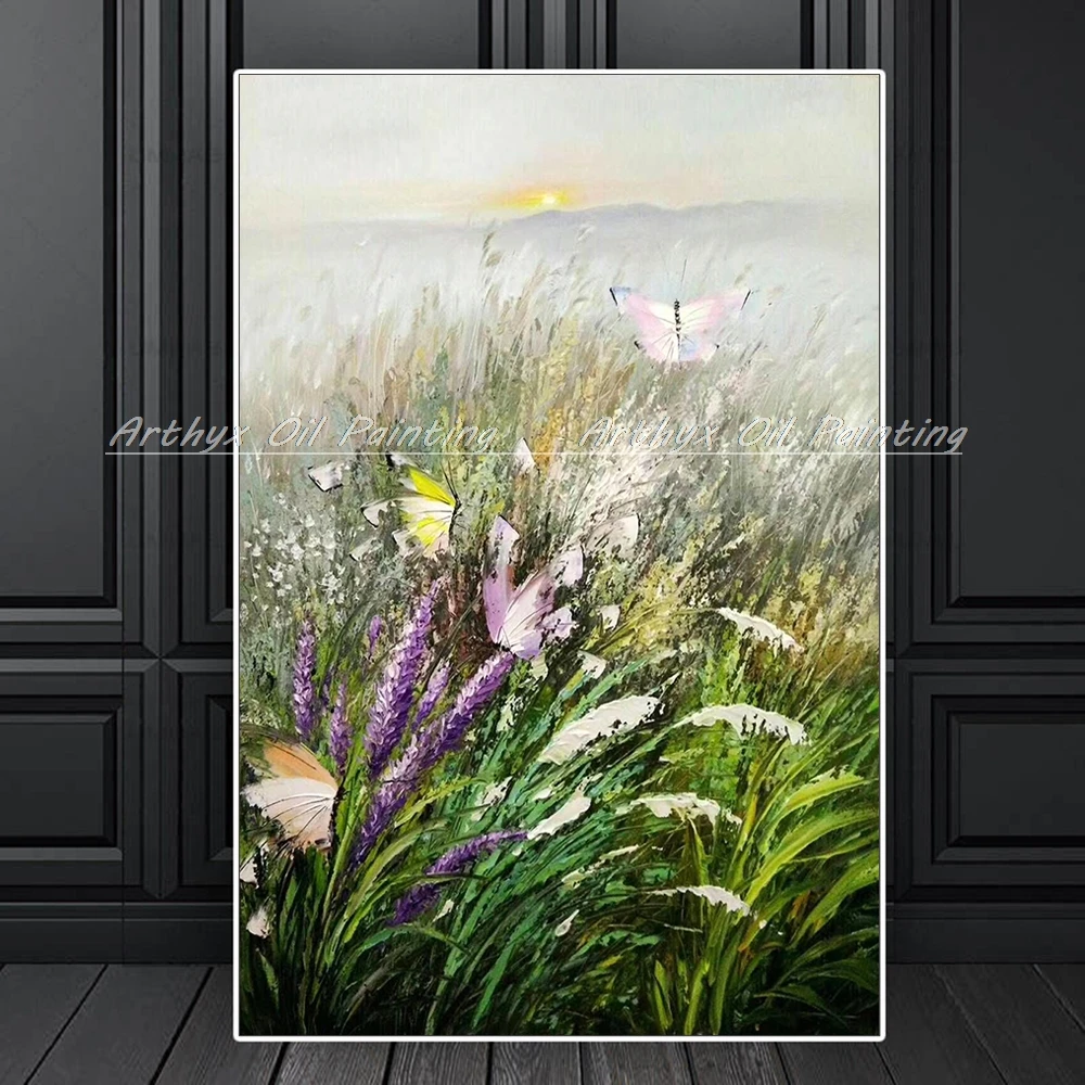 

Arthyx Hand Painted Abstract Thick Flowers Landscape Oil Paintings On Canvas,Wall Picture Art Posters For Living Room Decoration