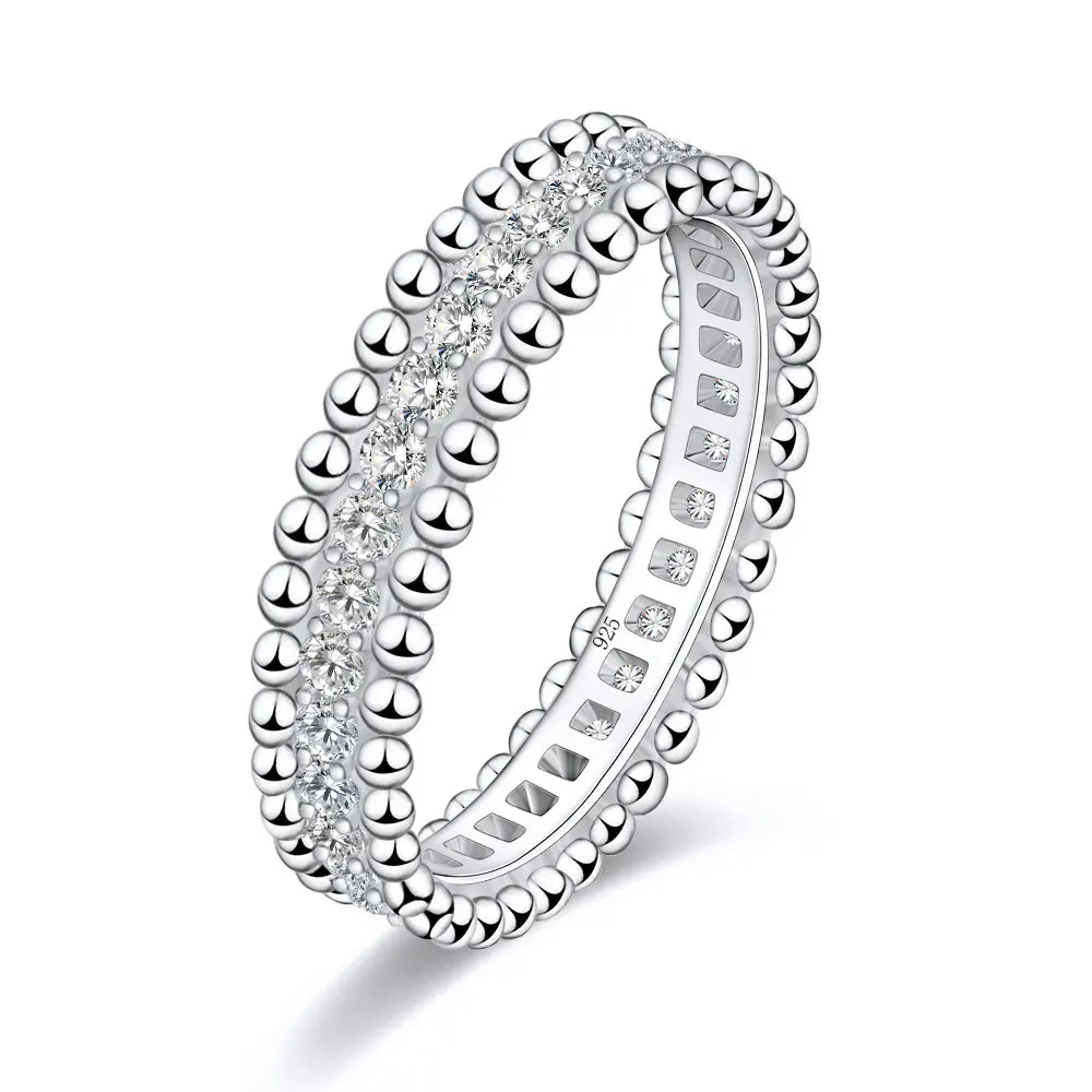 

Luxury Fashion S925 Sterling Silver Platinum PT950 D Color Moissanite Bead Edge Full Diamond Kaleidoscope Star Ring For Women