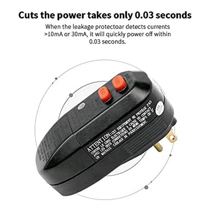 GFCI Replacement Plug Assembly 3-Prongs 15A 3-Wires With Ground Fault Circuit Interrupter Safety RCD Protection US Plug