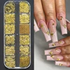 12Grids Moon Star Nails Gold Metallic Nail Sequins Charms 3D Nail Art Tips Decoration  3D Metal Moon Star Sun Bead Rivet Nail Je 3