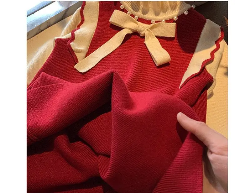 Herbst Winter neue koreanische kawaii süße Mädchen Kleid Mode Harajuku süße Kinder Strickkleid Langarm feste Kinder kleidung – Detail 8