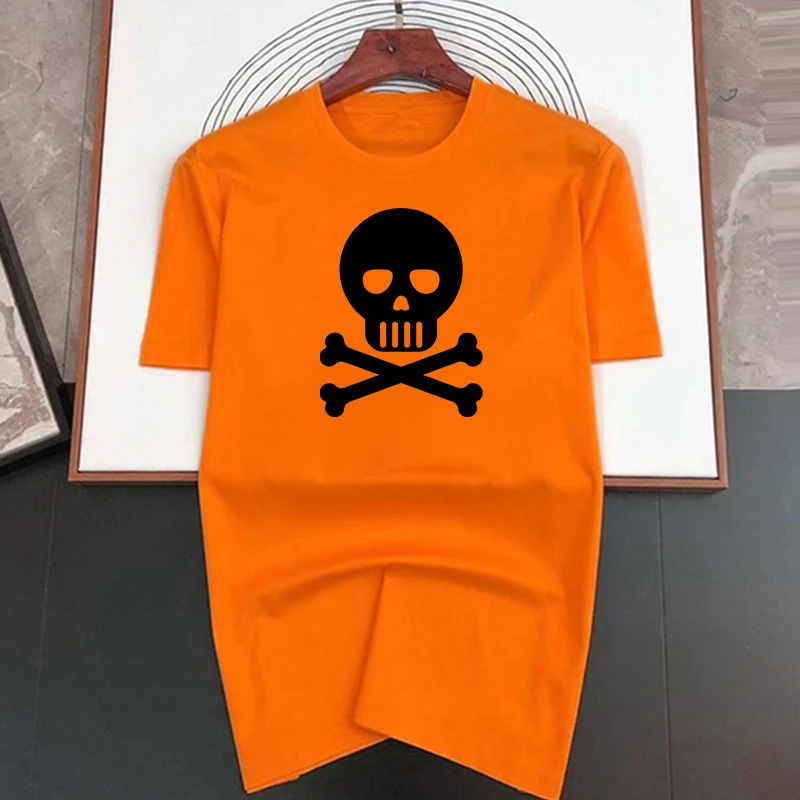 Men's Oversized Skull Print Cotton T-shirt For Summer Casual Wear_voghion.com