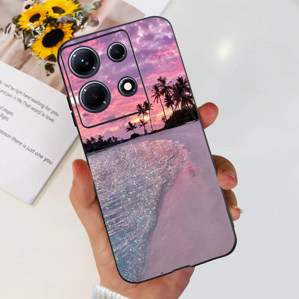 Fashion Cute Flowers Luxury Black Phone Case Back Cover