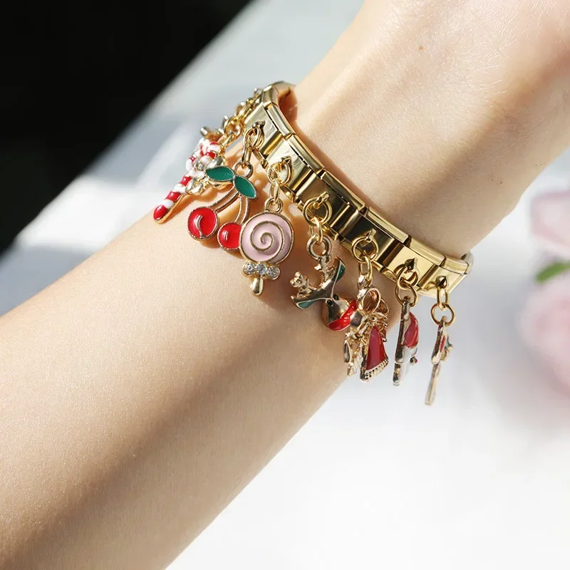 Charm Bracelet Christmas Tree Snowman Deer Santa Claus Italian Links Fit 9mm Stainless Steel Jewelry DIY Making DJ473 charm bracelet,stainless steel bracelets,stainless steel jewelry