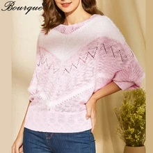 

Autumn and Winter Women Knitted Sweater Lace V-Collar Gradient Color Long-sleeved Fashion Elegant Office Ladies Female Pullover