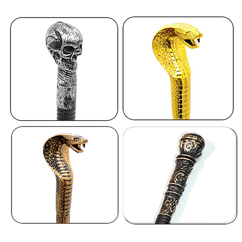 Party Snake Head Toy Craved Skull Pharaoh King's Magical Wands Kid Novelty Three-Section Cosplay Scepter Costume Props Cane