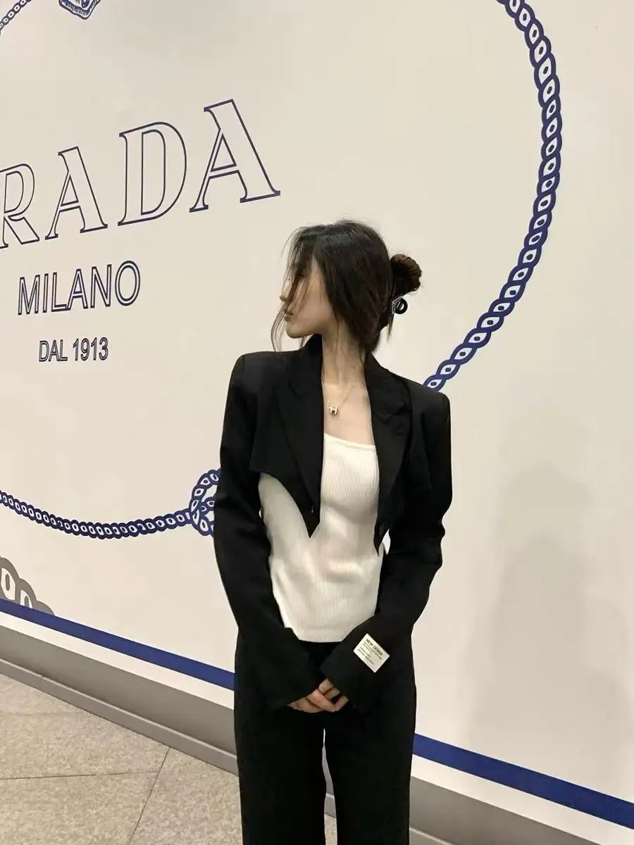 Short Blazers Women Solid Special Designed All-Match Attractive Korean Style Ladies Elegant Vintage Simple Daily Fashion