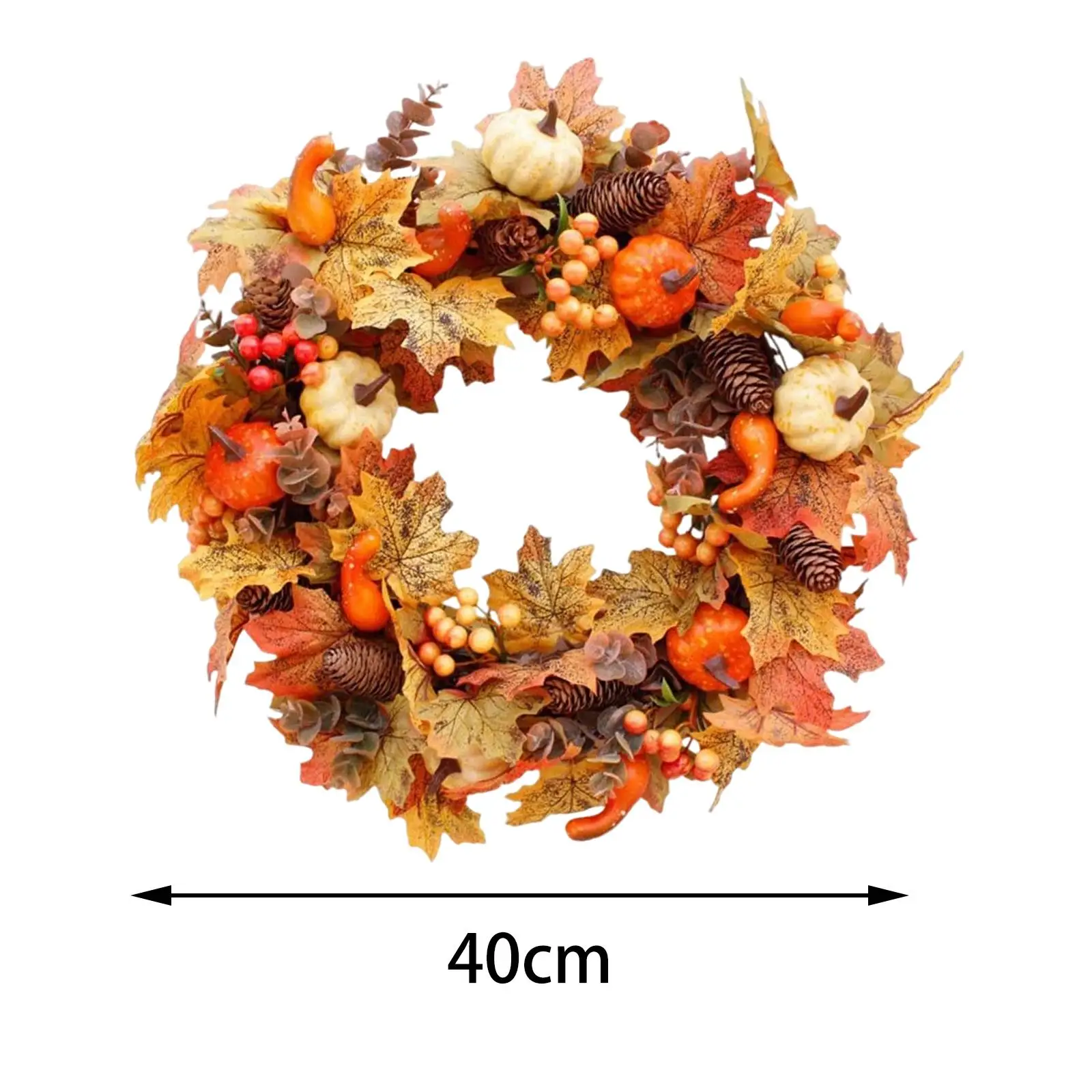 Artificial Fall Pumpkin Wreath Decor Hanging Harvest for Wedding Indoor Door