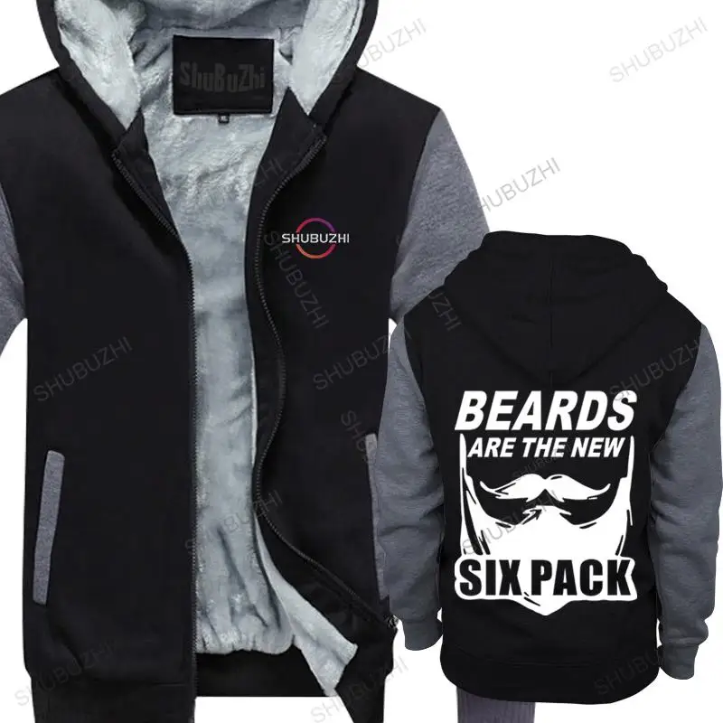 

Hot sale men brand hoodies winter cotton thick hoody beards are the new six pack fleece hooded jacket gift Male warm pullover