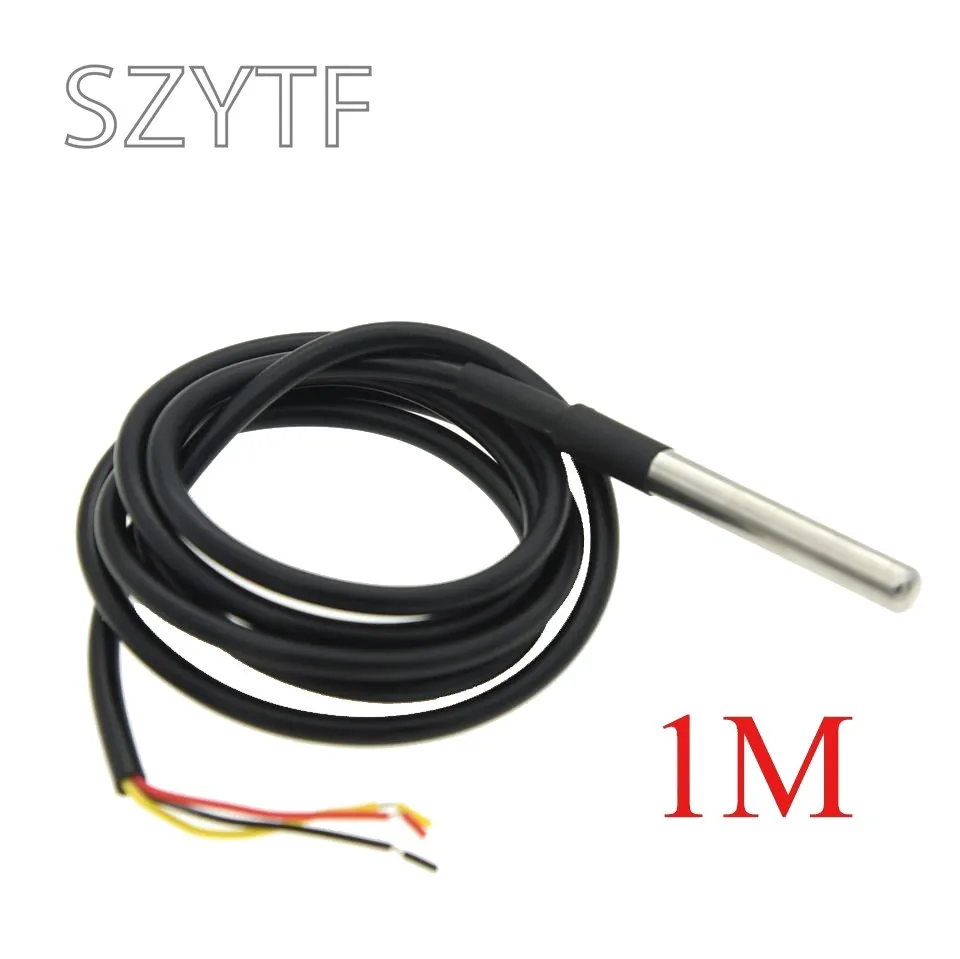 Stainless Steel Waterproof DS18b20 12/3/5M Thread Temperature Probe Temperature Sensor 18B20 Cable For Arduino