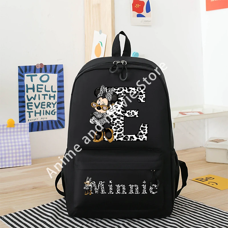 Minnie Mouse Disney Girls Boys Cartoon Backpack Anime Knapsack Breathable Student Schoolbag Wear Resistant Canvas Bag Kids Gifts 5